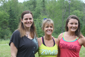 From left, Zumba instructors, Liz Lorentzsen, Deb Daiker, and McKenzie Liddle