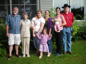 Four generations of Hasemeiers. Left to right are: Robert, mother Mary Jane, wife amanda, and great grandchildrenMelianna and Zoey and Mother Christina, Sarah with newest grandchild Daphne and Luke 