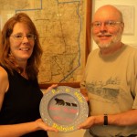Local historians Kristy Rubyor and Charlie Herr with a Rubyor wedding plate