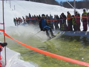 Pondskimming skiers tackled McCauley in 8- degree weather on Sunday, March 16. They are scheduled to  return this weekend, hopefully to better temperatures. Photo by Gina Greco