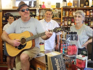 Doug Green, guitar winner, with Izzie and Al Worthen (left), and Lucy Walker. Photo by Karen Beck