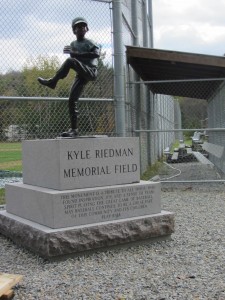 The Kyle Riedman monument was installed on Friday, August 3,. Photo by Gina Greco