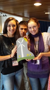 Vicky Franco, Casey Hamlin and Melissa Murphy with part of their wind power presentation.
