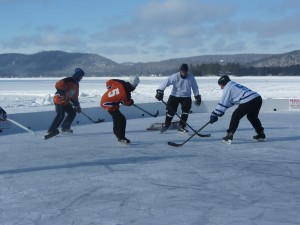One of the hockey contests at the 2014 Adirondack Ice Bowl. Photo by Gina Greco