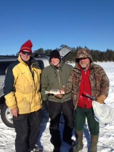 Tom Beckingham, Don Hickman and me, and our catch of the day.