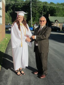 Melissa Murphy received Town of Webb school Class of 1965 scholarship from Michael Cunningham