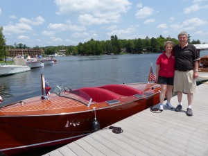 Diane and Chris Gaige with boat, Tug