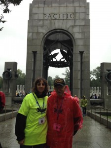 Patty Pelletier Duffy and Gene Pelletier at the World War II Memorial