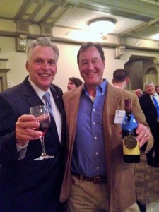 Virginia Governor Terry McAuliffe congratulates Derek Pross. 